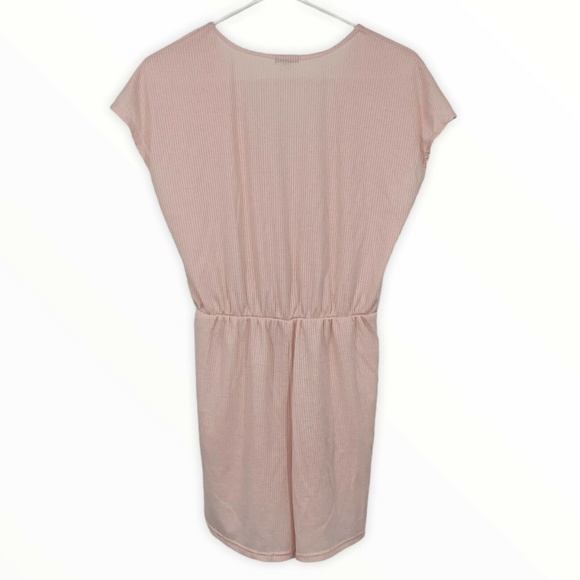 Ecote Romper Pink V Neck Ribbed Knit Surplice - Picture 9 of 11